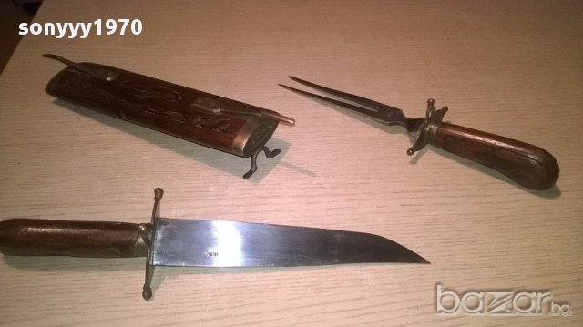 India-ретро колекция-нож и вилица в кания 45см-внос швеицария, снимка 9 - Антикварни и старинни предмети - 17725185