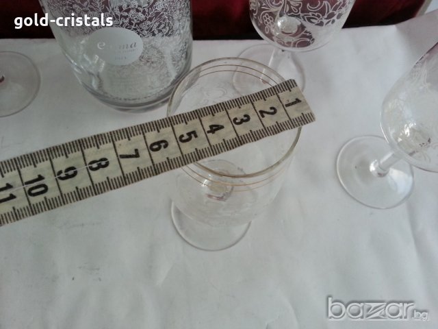 Ретро кристални чаши с златен кант за ракия и вино, снимка 7 - Антикварни и старинни предмети - 20757709