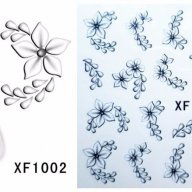 xf1002 черно бели цветя ваденки водни стикери за нокти маникюр, снимка 1 - Продукти за маникюр - 15862429