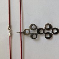 Сребърна висулка  на червена естествена кожа - сребро проба 925 , снимка 2 - Колиета, медальони, синджири - 18453677
