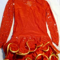 Червена рокля със златен кант за танци или повод, снимка 1 - Детски рокли и поли - 19147900