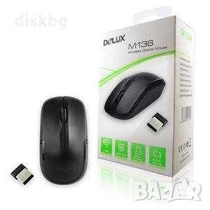 Нова безжична мишка DELUX M136, черна, снимка 1