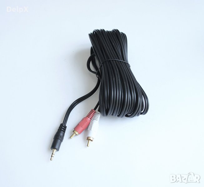 Кабел 3,5mm JACK(м)/2xRCA(м) 10m, снимка 1