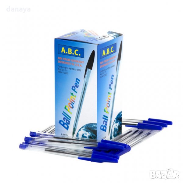 1064 Класически син химикал с капачка и прозрачен корпус , снимка 1