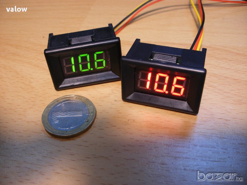 Цифров мини панелен волтметър DC 0-100v за кола камион каравана мотор, снимка 1