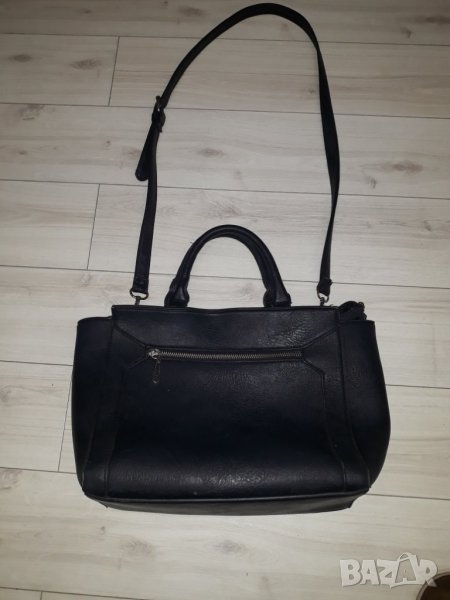 Черна кожена чанта с дълга и къси дръжки, снимка 1