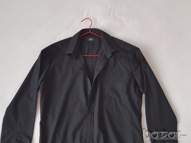 Черна мъжка риза Elite, М размер, снимка 2 - Ризи - 17956333