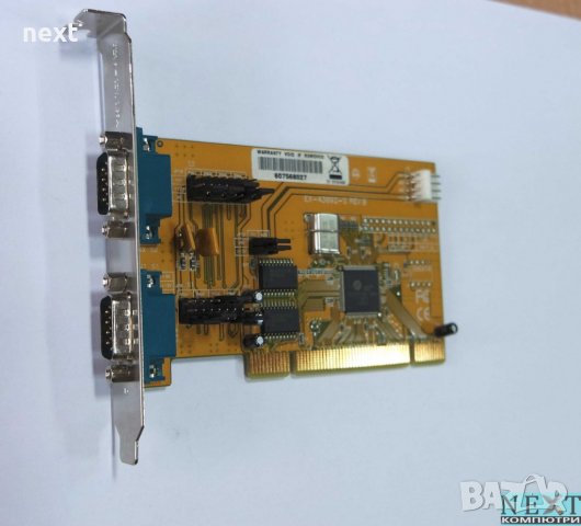 PCI контролер с два COM порта (Powered) + Гаранция, снимка 1 - Кабели и адаптери - 25556775