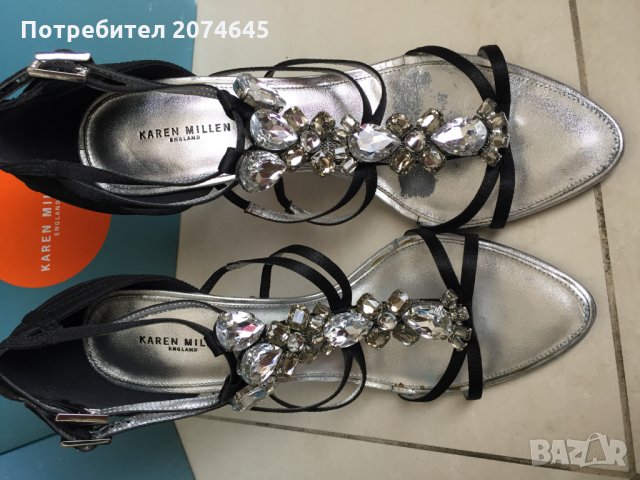 Karen Millen сандали на ток с камъни,черни.Номер-40, снимка 14 - Дамски обувки на ток - 22789453