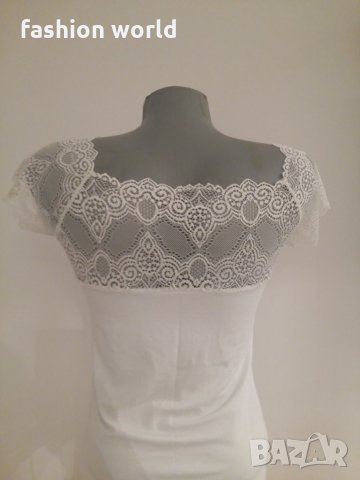  Дамска тениска с дантела, снимка 3 - Тениски - 23366428