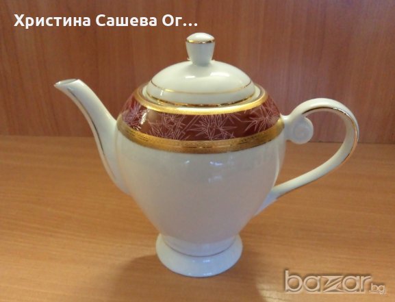 Чайник-фин порцелан със злато, снимка 1 - Други - 20812920