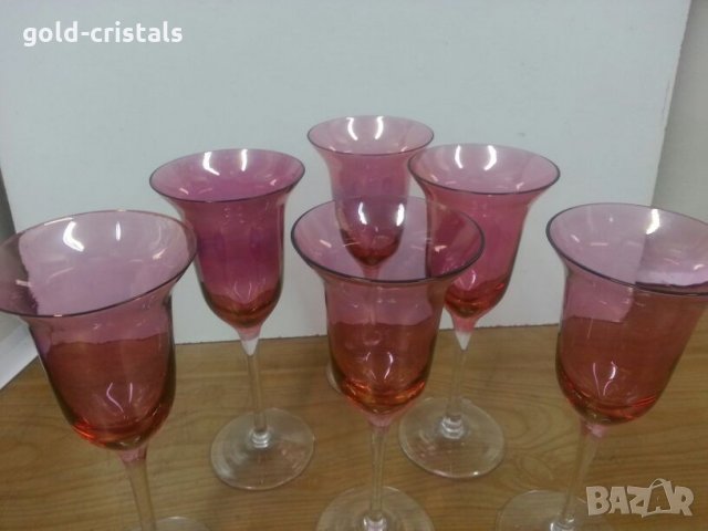 Сервиз чаши за вино цветно стъкло, снимка 2 - Антикварни и старинни предмети - 22450614