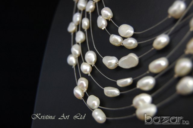 Колие 7реда бели естествени  перли , снимка 7 - Колиета, медальони, синджири - 6239268