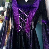 Уникална рокля в черно и преливащо лилаво , снимка 1 - Рокли - 24622938