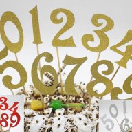 10 бр (0-9) числа цифри брокатени на клечка топери рожден ден happy birthday украса за торта , снимка 1 - Други - 17285223