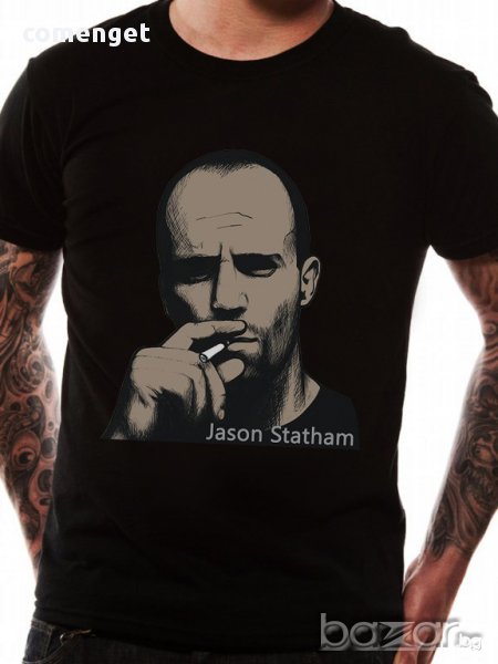 NEW! Мъжка тениска JASON STATHAM SMOKING! Бъди различен, поръчай тениска С Твоя Снимка!, снимка 1