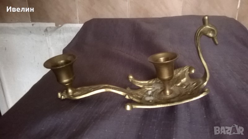 ретро свещник от месинг, снимка 1