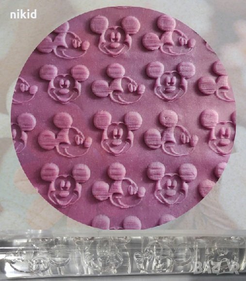 Мики Маус глава Прозрачна релефна текстурна точилка за фондан украса торта сладки, снимка 1