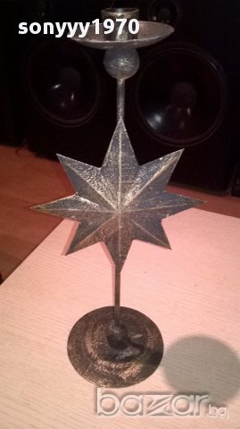 Свещник звезда-40/20см метален-внос швеицария, снимка 1 - Антикварни и старинни предмети - 13696033