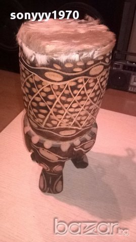 Африканска тарамбука с кожа-33х17см-внос швеицария, снимка 4 - Ударни инструменти - 17009013