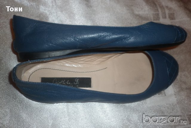 Детски или за дами с малко краче кожени балеринки Cristhelen B в синьо , снимка 4 - Дамски ежедневни обувки - 12159041