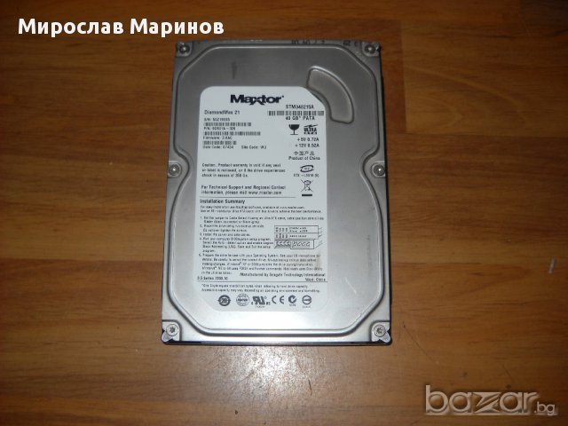 3.4.Я.хард диск за(PC) Maxtor 40GB-АTA-IDE 3.5” 7200 RPM.Ползван 10 месеца, снимка 1
