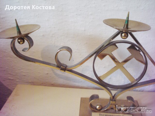 Стар бронзов свещник от Германия, снимка 2 - Антикварни и старинни предмети - 14413532
