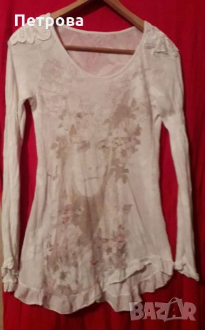 Блуза от меко памучно, снимка 1 - Блузи с дълъг ръкав и пуловери - 23716376
