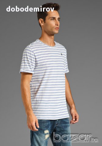 Нова тениска G-Star RAW Blue Cl Angeles Stripe Tee, оригинал., снимка 1 - Тениски - 14531577