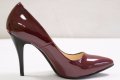 Елегантни лачени обувки от еко кожа в цвят бургунд Suheym, снимка 4