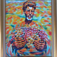Селянин с грозде, Владимир Димитров, ''Майстора'', снимка 1 - Картини - 17104726