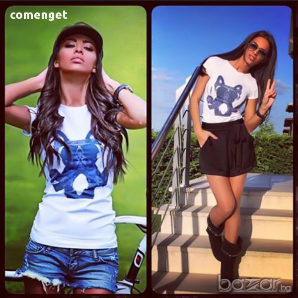 ХИТ! Дамски топ FRENCH BULLDOG с Fashion DOG принт! Бъди различна, поръчай модел с твоя снимкa!, снимка 1