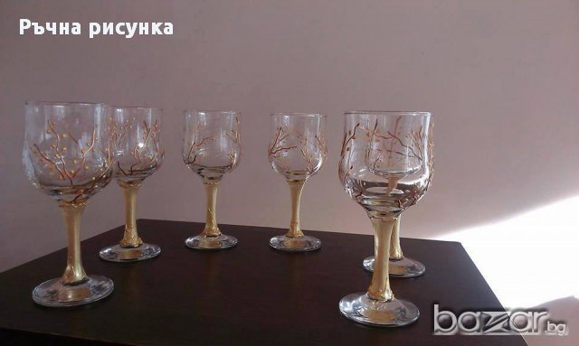 Ръчно рисувани чаши злаато и мед, снимка 1