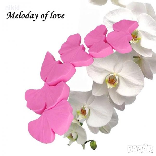 6 части Орхидея листа тип вейнър силиконов молд форма за украса торта с фондан, снимка 1