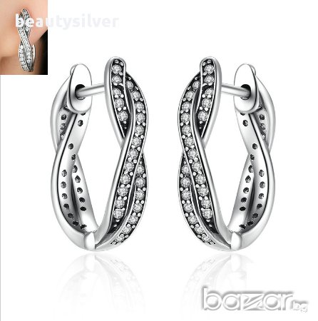 Сребърни стерлинги обеци  и пръстен Безкрайност, снимка 1