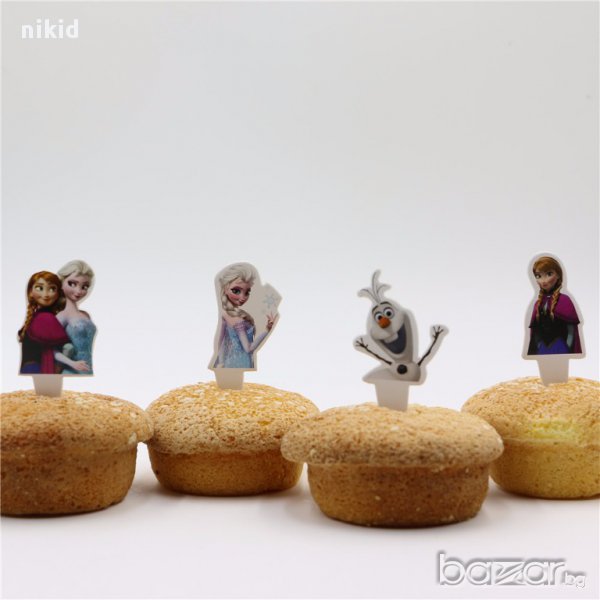 1 вид къси 24 топери Елза Анна и Олаф от замръзналото кралство за мъфини декорация рожден ден, снимка 1