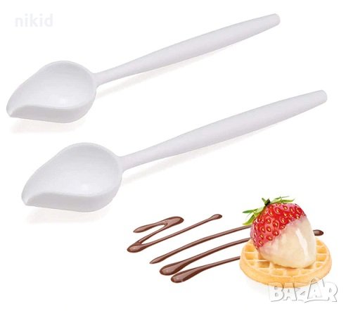 2бр пластмасова Островърха декорираща лъжица калиграфска ястие сос крем боя шоколад декор изкуство, снимка 1