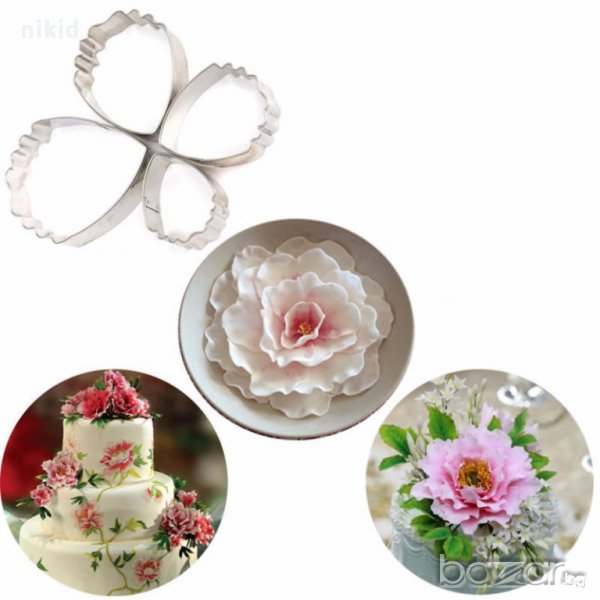 4 бр метални резци резец за Божур венчелистче направа цвете украса декорация торта шоколад фондан , снимка 1