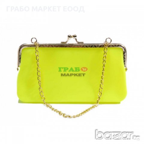 Цветна чантичка с метална закопчалка и верижка за ръка, снимка 1 - Чанти - 15902011
