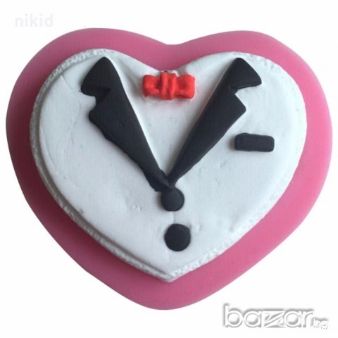 Папионка яка мъжки тоалет сватба в сърце силиконов молд декорация украса фондан торта мъфини и др