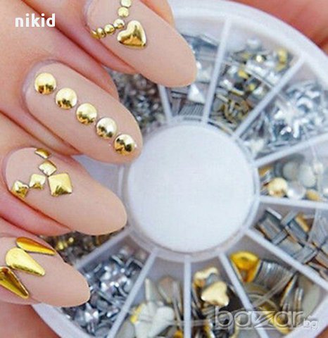 6 вида различни 200 бр. форми и цвят камъчета капси декорация 3д ефект за нокти маникюр и не само