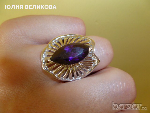 Сребърен пръстен с аметист 7, снимка 3 - Пръстени - 17850866