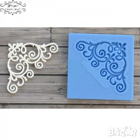 Ъ2 ъгъл с орнаменти силиконов молд форма за украса торта сладки с фондан мъфини