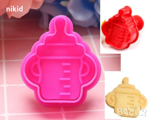 Бебешко шише Бутилка пластмасов резец форма с релеф и бутало украса сладки торта фондан и др