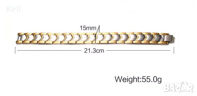 Магнитна гривна за регулиране на високо кръвно от неръждаема стомана ТИТАНОВА , снимка 2 - Гривни - 23626728