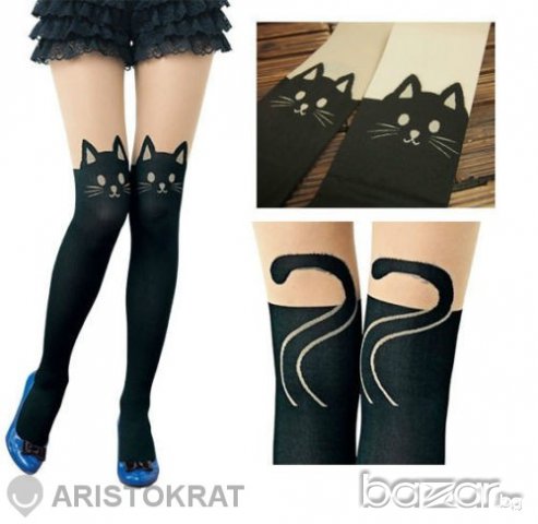 Дамски Чорапогащник с принт котки коте котка, снимка 3 - Други - 6962809