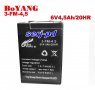  АКУМУЛАТОР 3-FM-4.5 (6V4.5Ah 20HR) ,,BoYANG'' 708, снимка 3