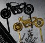 Мотор Мотоциклет златист черен твърд топер украса за торта парти рожден ден, снимка 1 - Други - 23257586