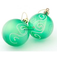 Комплект от 6 бр. полупрозрачни топки за окачване на елха, декорирани с брокат. Изработени от PVC , снимка 1 - Коледни подаръци - 16204066