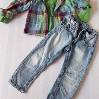 Дънки и риза 2-3 години, снимка 1 - Детски панталони и дънки - 19318534